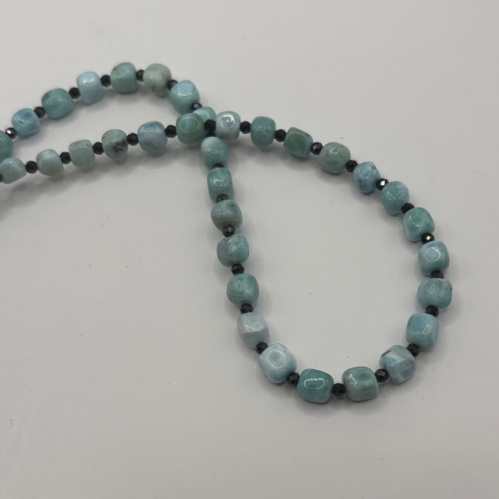 Jay King Mine Finds Larimar & Black Spinel Beaded Necklace Sterling Clasp - Picture 3 of 4